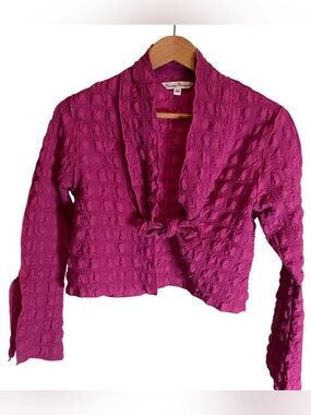 Courtney Washington N.Y. Boutique XS  Crinkle Jacket Bright Fuscia Pink